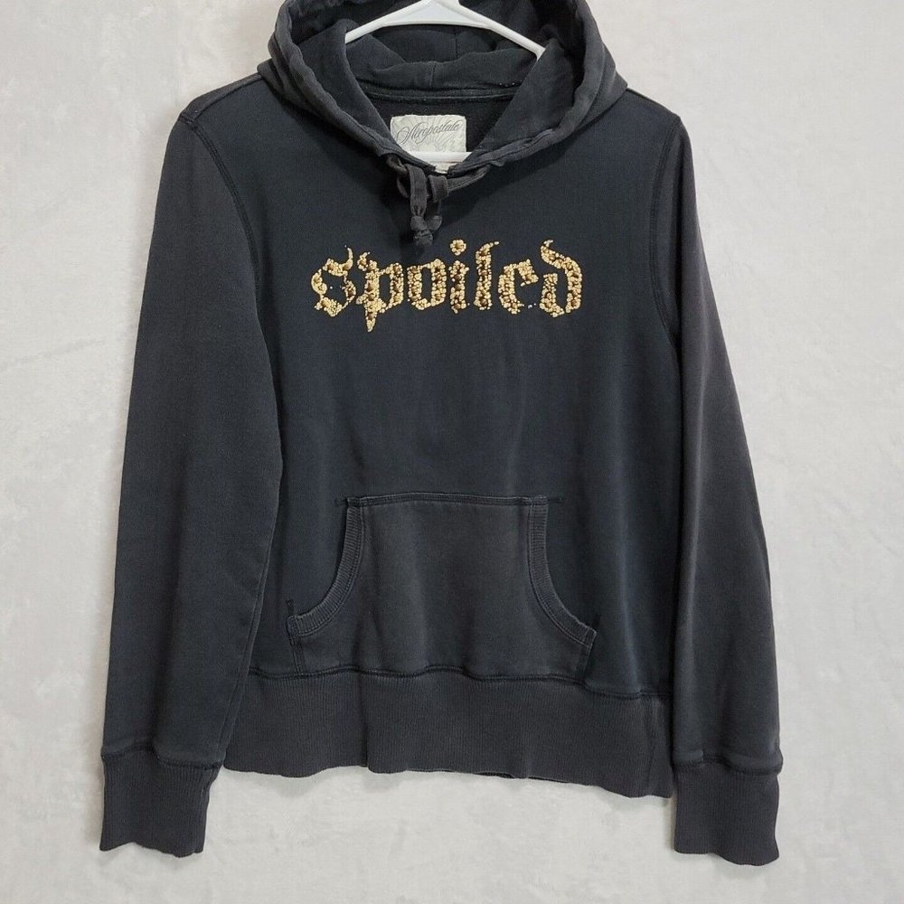 Aeropostale Women’s Black  Hoodie Hooded Sweatshirt Size Medium Spoiled Gold